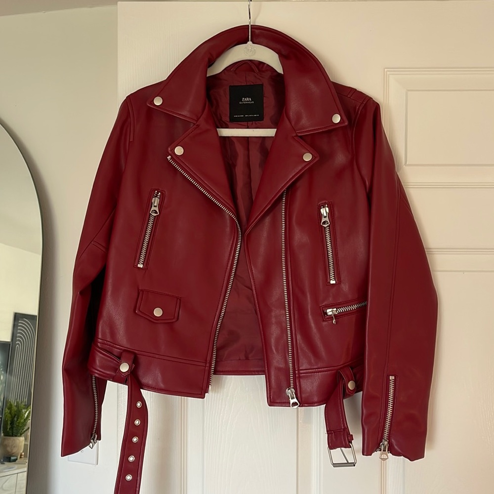 Red leather Zara jacket